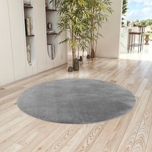 Teppium Waschbarer Kurzflor Teppich, rutschfest & weich, Modernes Einfarbig Design für Wohnzimmer, Schlafzimmer, Grösse 80 cm Rund