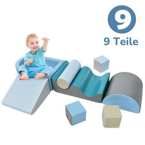 9 TLG Bausteine zum Toben & Klettern. Bausteine für Kinder. Treppen, Rutsche und Bällebad für Kinder für Vorschulkinder und Babys, Ohne Kugel