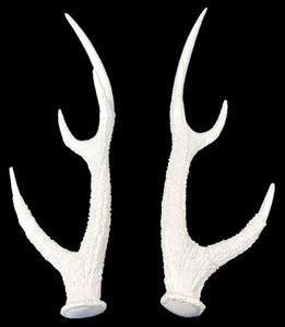 Sada 2 jeleních parohov ako dekorácia na stôl - farba: biela (WG)