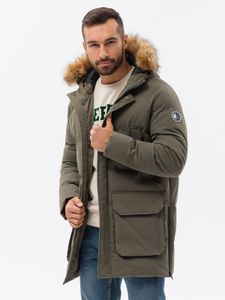 Ombre Clothing Herren Winter Pelicula-Jacke V4 Khaki L