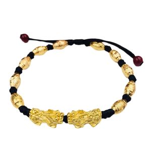 Uni Feng Shui Amulett Pi Xiu Charm Perlen geflochtenes Seil Armband Armreif Geschenk-Männlich
