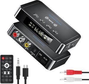 Bluetooth 5.0 vysielač adaptéra vysielača a prijímač, Farrot M6, Aux, NFC, FM pre CAR, HIFI, Audio, Black