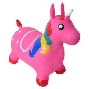 Hüpftier B-Ware Regenbogen Einhorn Pferd Hüpfpferd Hopser Sprungtier 50kg Pink