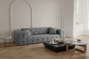 Sofa Designersofa CHANTAL 3-Sitzer in Stoff Opera Velvet Grau