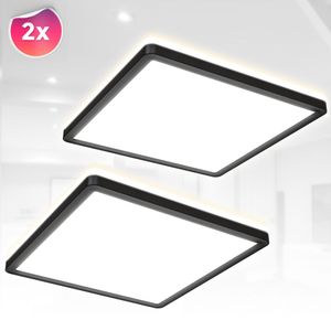 2x LED Deckenlampe Panel indirekt ultraflach Deckenleuchte Wohnzimmer Flur schwarz