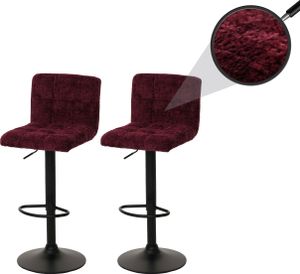 zestaw 2 stołków barowych HWC-G87, stołek barowy, obrotowy z regulacją wysokości, tkanina szenilowa (465 g/m²) ~ bordo zestaw 2 stołków barowych HWC-G87, stołek barowy, obrotowy z regulacją wysokości, tkanina szenilowa (465 g/m²) ~ bordo
