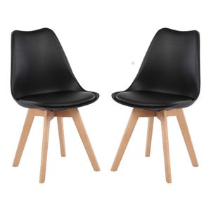 IPOTIUS 2er Set Esszimmerstühle mit Massivholz Buche Bein, Skandinavisch Design Gepolsterter Küchenstühle Stuhl Holz, Schwarz
