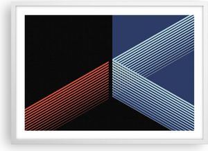 Gerahmtes Poster - Weißer Rahmen - Abstraktion Schwarz Blau - 70x50 cm - Wand Bild - Wanddeko - Wandbilder - Kunstposter - Wandposter - Bilderrahmen - Bilder - Kunstdruck - P2WAA70x50-4458