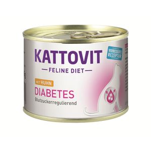 KATTOVIT ¦ Feline Diet - Diabetes/Gewicht - Huhn - 12 x 185g ¦ nasses Futter für übergewichtige, ältere Katzen