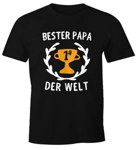 Herren T-Shirt Bester Papa der Welt #1 Vatertagsgeschenk Geschenk für Väter Spruch lustig Moonworks® schwarz XL