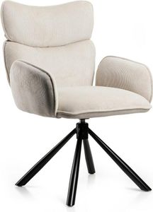 HowHomely | Krzesło - Tudor - Beżowe - Ergonomiczne krzesło biurowe - Idealne do jadalni i biura