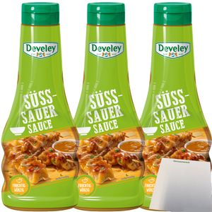 Develey Süß-Sauer Sauce 3er Pack (3x250ml Flasche) + usy Block