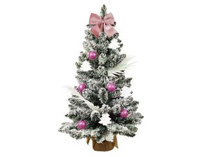 Geschmückter künstlicher Weihnachtsbaum ROSA VERLÄNGERUNG 60 cm mit LED-BELEUCHTUNG IM TOPF