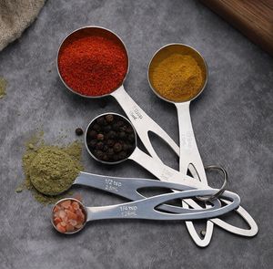5 teiliges Messlöffel Set Edelstahl | Dosierlöffel mit Messlineal für Backmessen, Trockenrationen | Dosierhilfe beim Kochen und Backen | Kaffeemaß | kompakte & platzsparende Messbecher