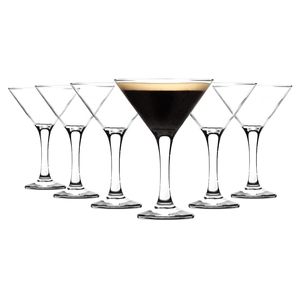 6x Klar 175ml Misket Espresso Martini-Gläser - Jahrgang Art Deco Champagner Gin Cocktail Trinken Coupe Untertasse Glas Party Set - von LAV