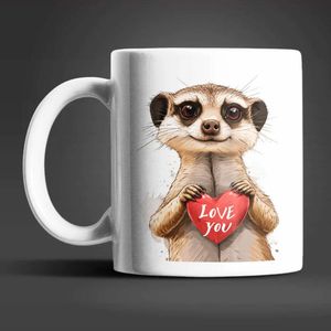 Erdmännchen I Love You Valentinstag Kaffeetasse Teetasse Tasse Geschenkidee – Erdmännchen-02