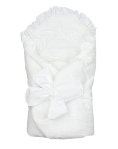 TupTam Unisex Baby Einschlagdecke mit Schleife, Farbe: Weiß, Größe: 70 x 70 cm