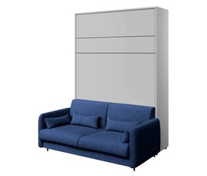 Furniture24 Schrankbett mit sofa Bed Concept 140x200 cm Wandbett Bett im Schrank Klapbett Grau/Marineblau