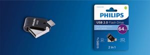 Philips FM64DA148B/00 2IN1 64 GB USB 2.0 Stick, USB Typ A + Micro-USB