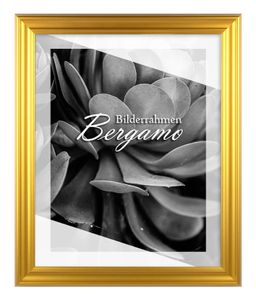 Bilderrahmen Bergamo 42x59,4 cm DIN A2 in Gold Schlicht mit 1 mm Kunstglas entspiegelt