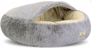 Hundebett Katzenbett mit Baldachin Shaggy 70 cm, Farbe grau