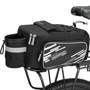 MONZANA® Fahrradtasche 12L für Gepäckträger Wasserfest Reflektierend Tragegurt Abnehmbar Isoliert Kühltasche 5 Fächer Schwarz Grau Gepäck Tasche, Farbe:30x16x15cm schwarz