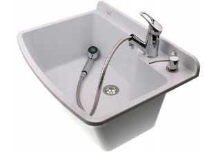ADGO® Großes Weißes Waschbecken Mit Ausziehbarem Wasserhahn Und Seifenspender
