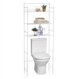 Toilettenregal MARSA mit drei Ablageflächen – Vielseitiges Standregal, WC- und Waschmaschinenregal in Weiß, Perfekt für Waschküche