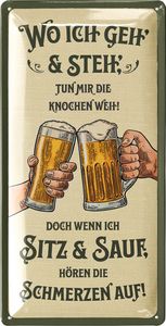 Retro Blechschild Bier, lustige Schilder mit Sprüchen als Bar Dekoration für Partykeller, Kneipen Bardeko für Stammtisch, Geschenkidee Papa