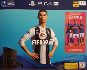 Sony PlayStation 4 Pro, 1TB + FIFA 19, Schwarz, 8192 MB, GDDR5, AMD Jaguar, AMD Radeon Sony PlayStation 4 Pro, 1TB + FIFA 19, Schwarz, 8192 MB, GDDR5, AMD Jaguar, AMD Radeon