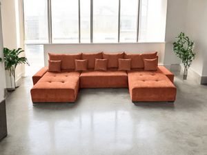 Narożnik z funkcją spania i podstawą łóżka RELAXO w kształcie litery U - komfort i styl w salonie Orange