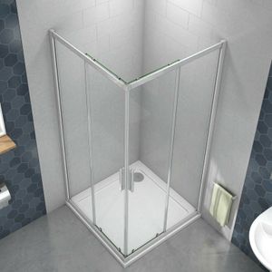 80X80X185cm Duschkabine Duschabtrennung Eckeinstieg Echtglas Schiebetür Dusche Duschwand