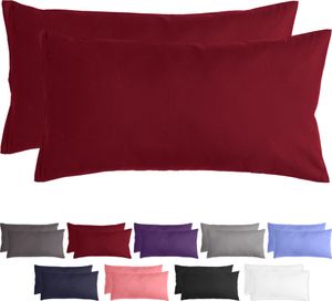 Komfortec Premium Kissenbezüge 2er Set 40x80 cm mit Reißverschluss, gebürstet 100% Polyester 120g/m², Kopfkissenbezug, Superweiches Kissenhülle Set, Rot