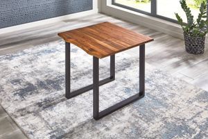 Esstisch Baumkante Massiv Akazie cognac 90 x 90 schwarz ESRA