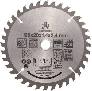 KRAFTMANN 3950 Hartmetall-Kreissägeblatt, Durchmesser 160 mm, 36 Zähne