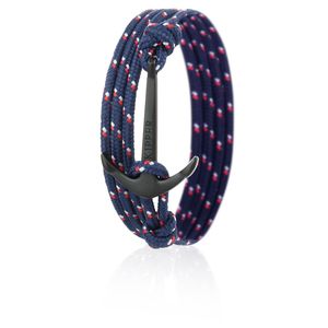 Skipper Anker-Armband Wickelarmband Nylon in Blau/Rot mit Schwarzem Anker 6974