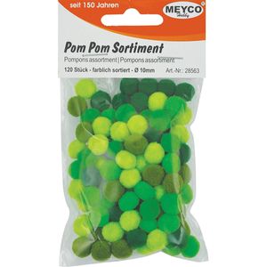 Meyco Pom Pons hellgrün dunkelgrün und lemone sortiert 120 Stück 10mm