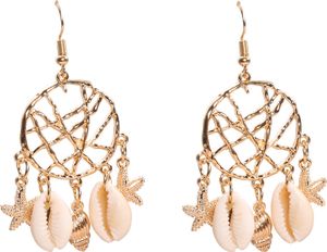 1 Paar Hakenohrringe für Damen, Seestern, Muschel, ausgehöhlt, Traumfängerform, einfarbig, galvanisiert, antiallergisch, leicht, Ohrschmuck, Schmuck, baumelnde Ohrringe, lange Hängeohrringe für Party und Abschlussball