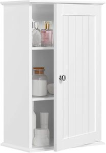Yaheetech Badezimmerschrank Hängeschrank Wandschrank mit 3 Ablagefach Küchenschrank Weiß 35 x 20,7 x 55 cm, Weiß