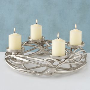 Kerzenhalter Kerzenständer Aluminium Silber Adventskranz Ø 40 cm H 11 cm