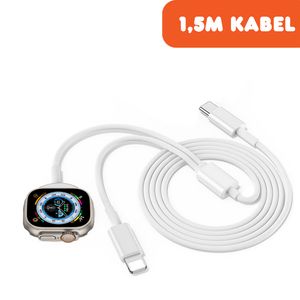 USB -C iPhone Ladekabel 1,5m für Apple Watch & iPhone iWatch 1/2/3/4/5/6/7 Magnetisch Ladegerät Typ  Lightning