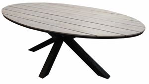 Ovaler Gartentisch | Polywood & Aluminium | 180cm | Wood