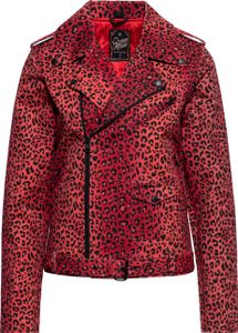 QUEEN KEROSIN Biker Jacke Leo-Allover-Print Motor Queen Service Rot Xxl QUEEN KEROSIN Biker Jacke Leo-Allover-Print Motor Queen Service Rot Xxl