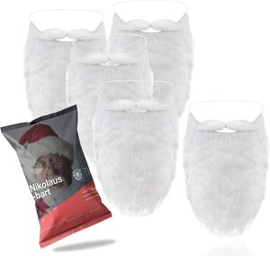 Weihnachtswunder® 12X Weihnachtsmannbart - Nikolausbart Bart weiß Weiss - zum Verkleiden als Nikolaus - Weihnachtsmann - Santa