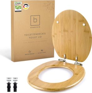 BENKSTEIN Premium Bambus-WC-Sitz, oval - Soft-Close- und Quick-Release-Funktion