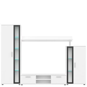 Mirjan24 Wohnwand Bentley, Mediawand mit TV-Lowboard, TV-Möbel (Farbe: Weiß / Schwarz, ohne Beleuchtung)