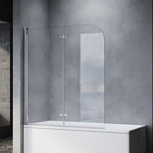 SONNI Badewannenaufsatz 120x140 cm Nano Glas Faltbar Badewannenfaltwand Duschabtrennung Faltwand Komfort