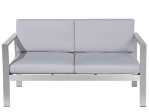 BELIANI Gartensofa Hellgrau Aluminium 2-Sitzer Auflagen Outdoor