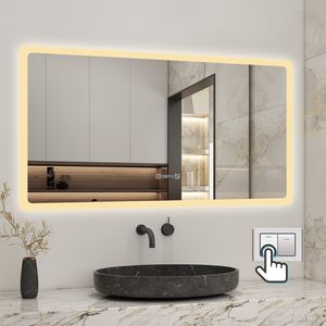 LED Spiegel mit Uhr 120×70cm 3 Lichfarbe dimmbar Memory Touch/Wandschalter Beschlagfrei Spiegel LED Spiegel mit Uhr 120×70cm 3 Lichfarbe dimmbar Memory Touch/Wandschalter Beschlagfrei Spiegel