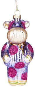 BRUBAKER Kráva v pleteném obleku růžová - Ručně malovaná skleněná vánoční ozdoba - ozdoba na vánoční stromeček figurky vtipná dekorace přívěsek ozdoba na stromeček - 13 cm
